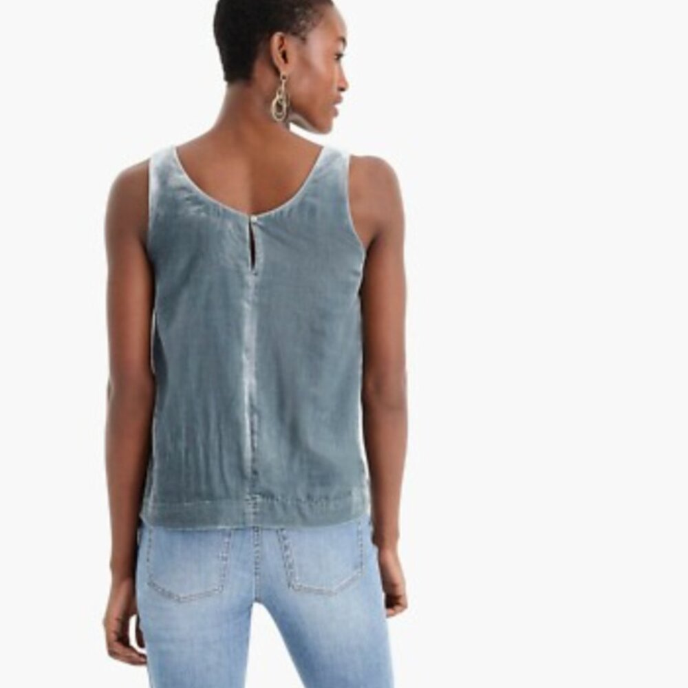 J.Crew Velvet Scoop Neck Keyhole Back Sleeveless Tank - Grey